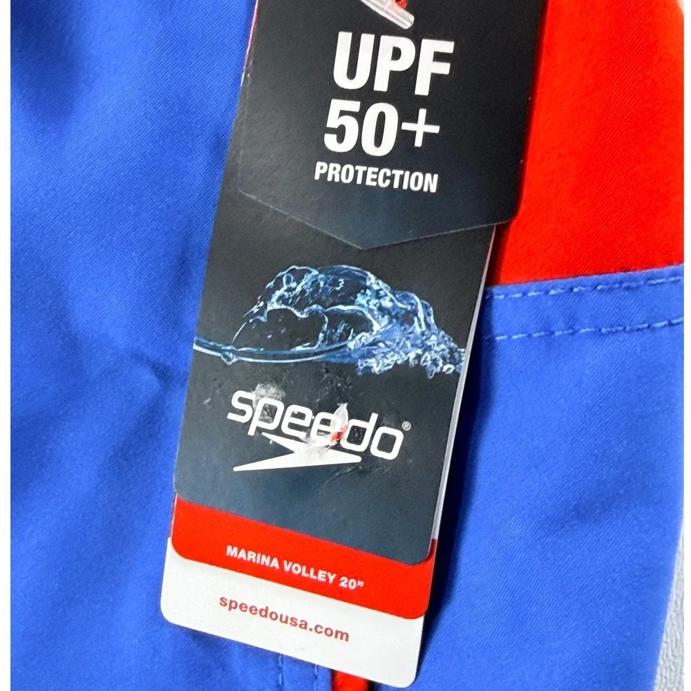 Speedo Marina Volley 20 Swim Trunks XXL Palace Blue Red UPF‎ 50+ New 7784077421